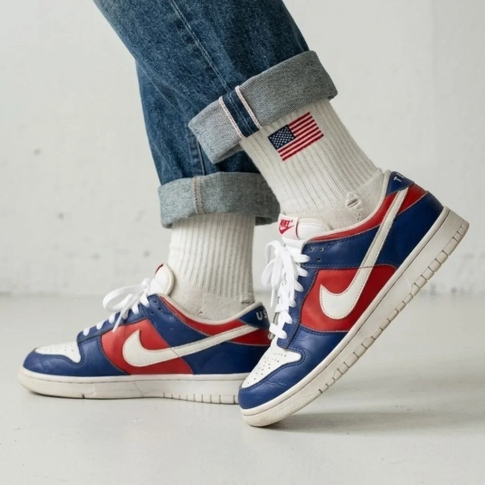 NIKE DUNK LOW BY YOU Team USA Olympic Red White Blue Sneakers